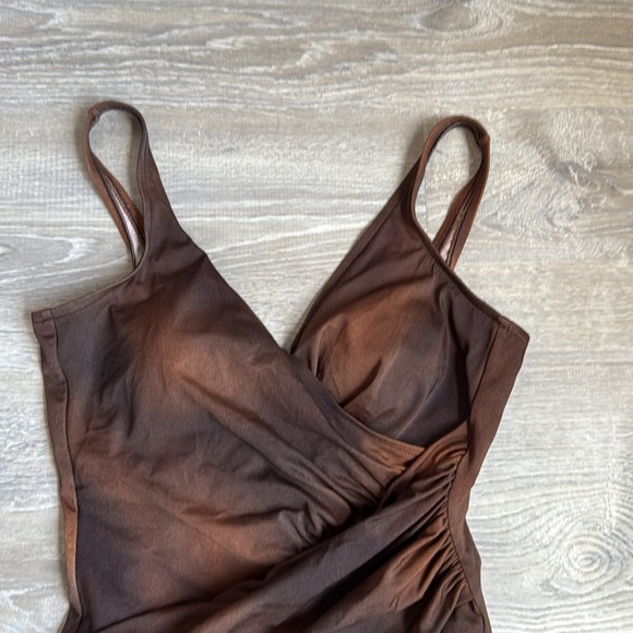 Miraclesuit® Chocolate Brown Wrap One-Piece Swimsuit 12 - Picture 3 of 8